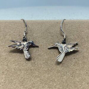 Sterling Silver Hummingbird Earrings Marked‎ 925 Dainty Hanging Minimal